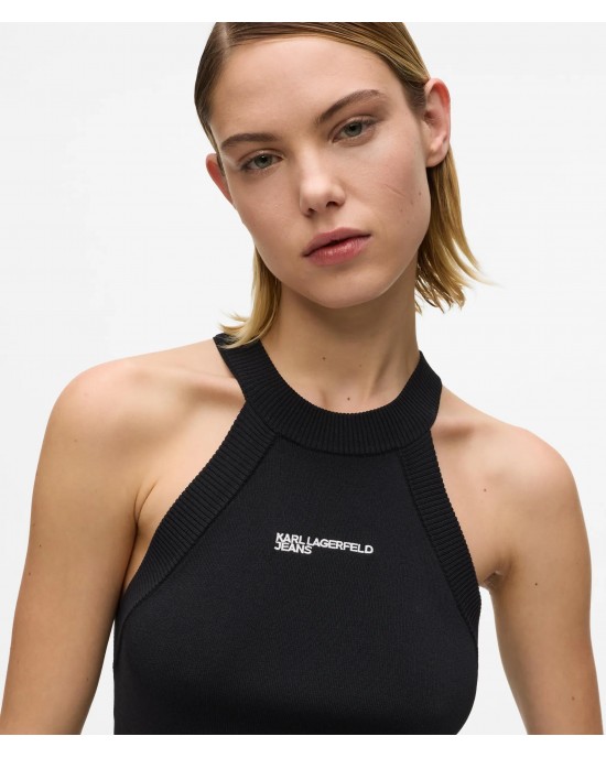 Karl Lagerfeld Knitted Racer Tank Top Black Μπλούζα