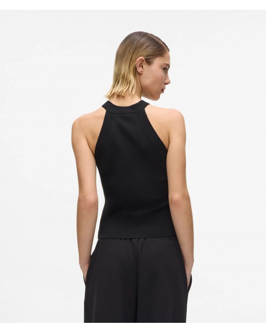 Karl Lagerfeld Knitted Racer Tank Top Black Μπλούζα
