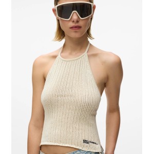 Karl Lagerfeld Knitted Halterneck Top Whitecap Grey  Μπλούζα