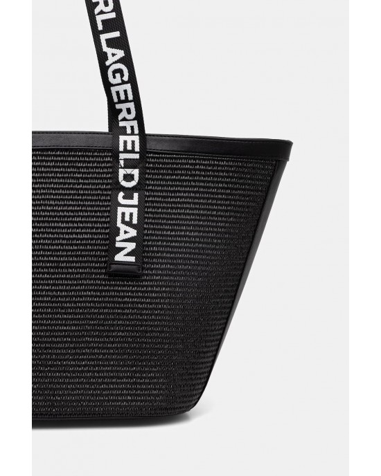 Karl Lagerfeld Box Logo RaffiaHobo Black Τσάντα Ώμου