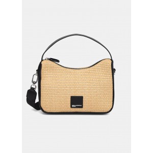 Karl Lagerfeld Raffia Natural Box Logo Mini Hobo Τσάντα