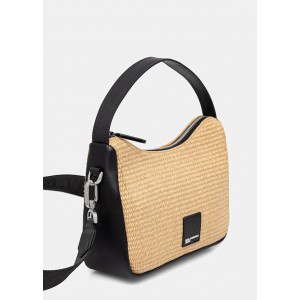 Karl Lagerfeld Raffia Natural Box Logo Mini Hobo Τσάντα