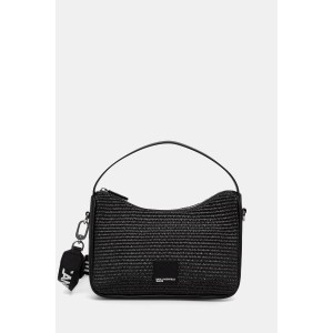 Karl Lagerfeld Raffia Black Box Logo Mini Hobo Τσάντα