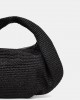 Karl Lagerfeld Box Logo Raffia Hobo Black Τσάντα Χειρός
