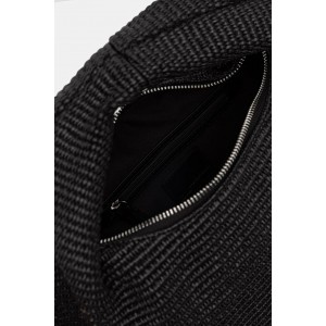 Karl Lagerfeld Box Logo Raffia Hobo Black Τσάντα Χειρός