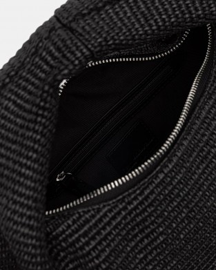 Karl Lagerfeld Box Logo Raffia Hobo Black Τσάντα Χειρός