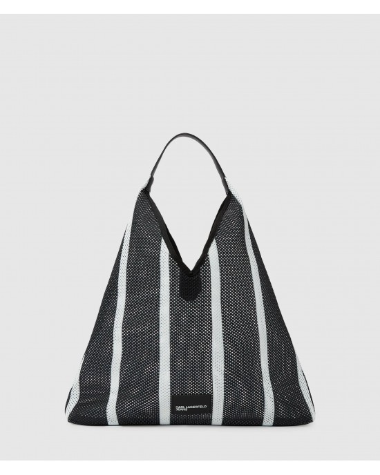 Karl Lagerfeld Striped Mesh Tote Black/White Τσάντα