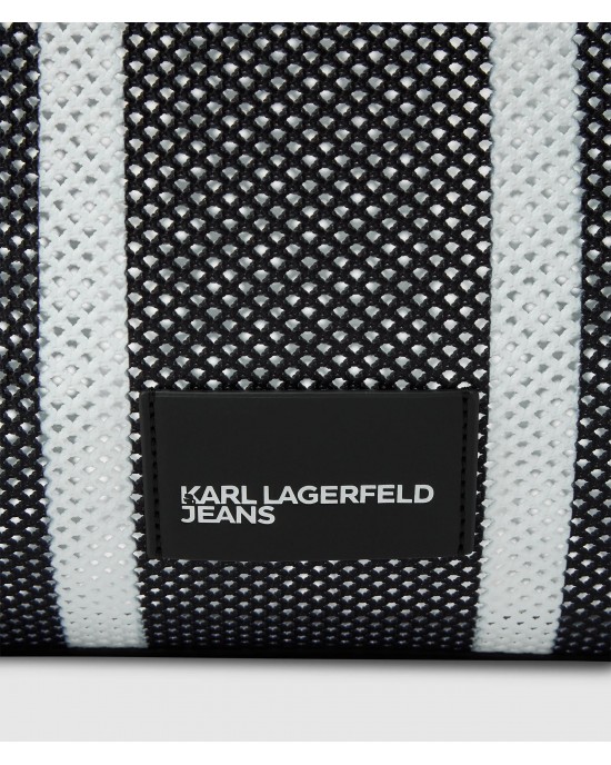 Karl Lagerfeld Striped Mesh Tote Black/White Τσάντα
