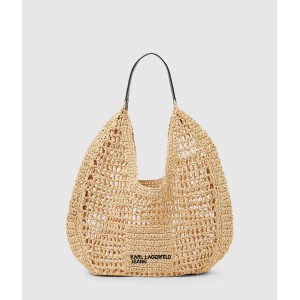 Karl Lagerfeld Summery Woven Hobo Natural Τσάντα