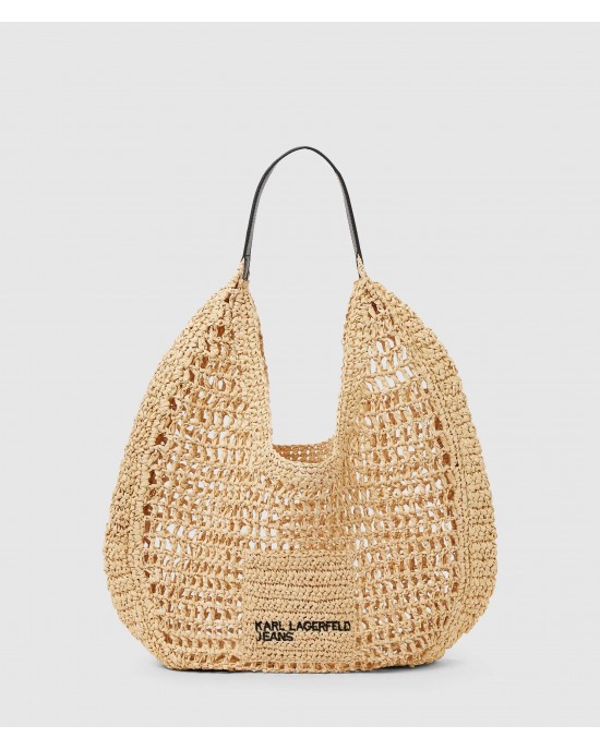 Karl Lagerfeld Summery Woven Hobo Natural Τσάντα