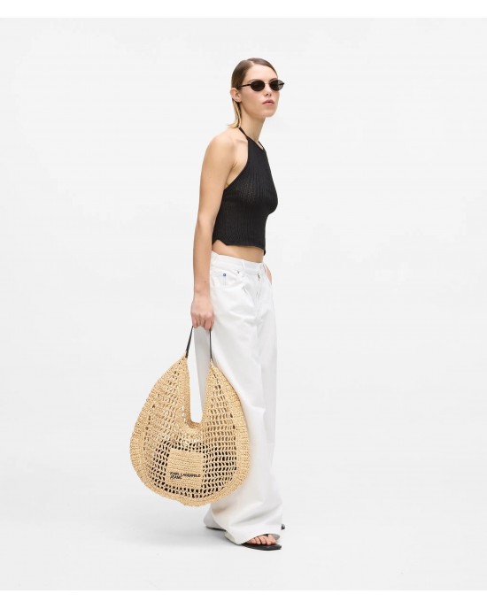 Karl Lagerfeld Summery Woven Hobo Natural Τσάντα