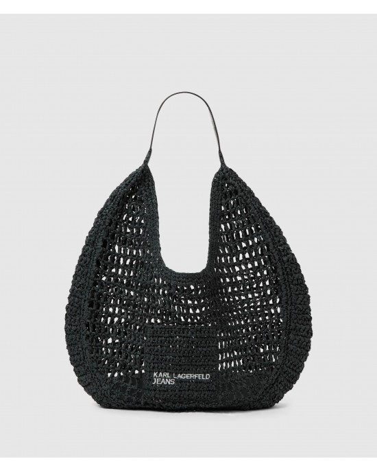 Karl Lagerfeld Summery Woven Hobo Black Τσάντα