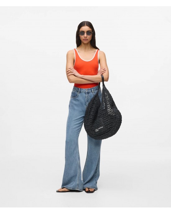 Karl Lagerfeld Summery Woven Hobo Black Τσάντα