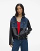 Karl Lagerfeld Jeans Faux-leather & Denim Washed Dark Τζάκετ