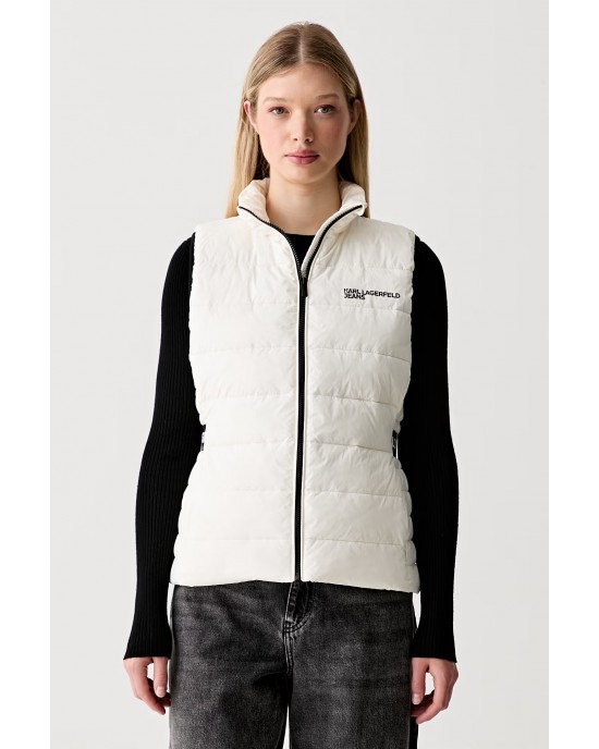 Karl Lagerfeld Jeans Light Padded Logo Vest White Μπουφάν
