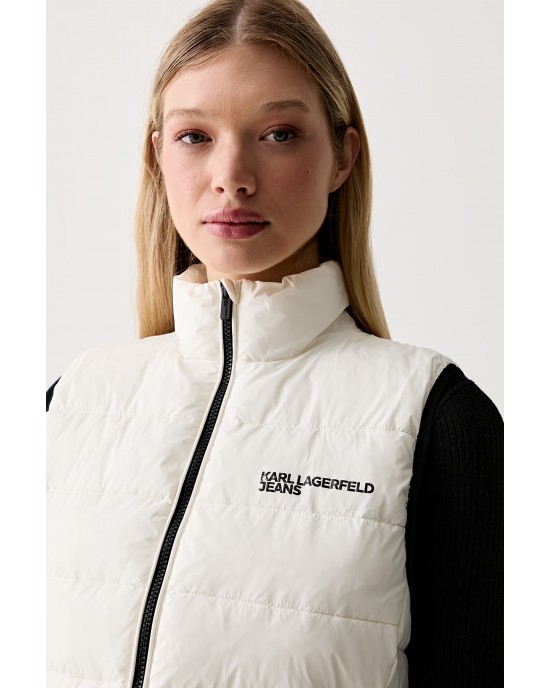 Karl Lagerfeld Jeans Light Padded Logo Vest White Μπουφάν