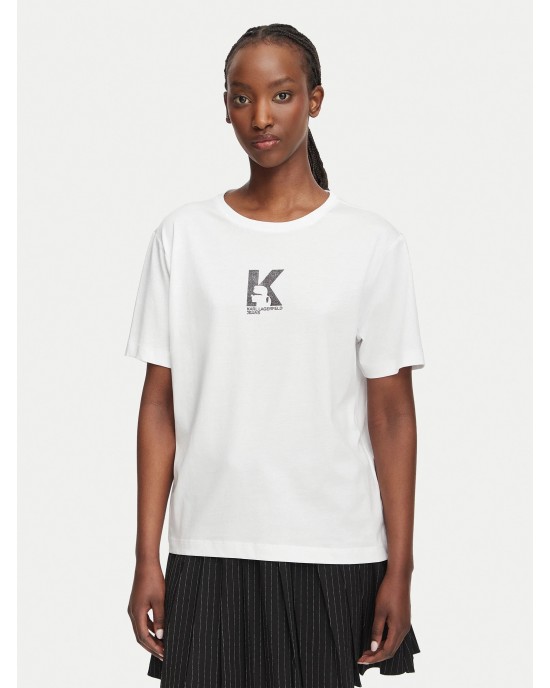 Karl Lagerfeld Jeans Regular Fit K Logo T-shirt White Μπλούζα