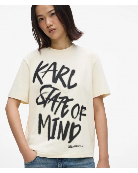 Karl Lagerfeld Jeans Regular Fit Karl Quote T-shirt Egret Μπλούζα