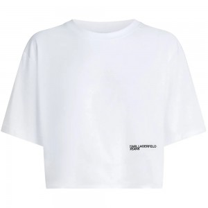 Karl Lagerfeld Jeans Relaxed Boxy Monogram T-shirt White Μπλούζα