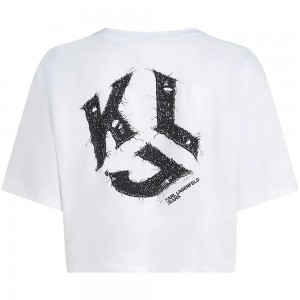 Karl Lagerfeld Jeans Relaxed Boxy Monogram T-shirt White Μπλούζα