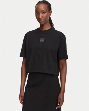 Karl Lagerfeld Regular Fit Boxy Patch T-shirt Black Μπλούζα