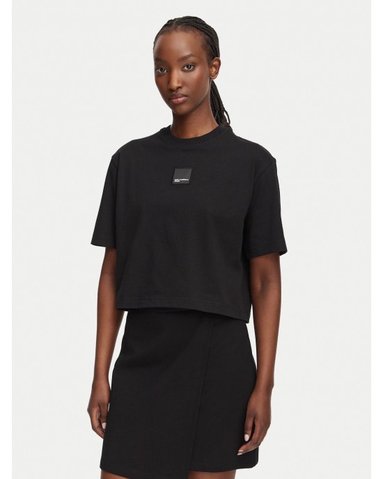 Karl Lagerfeld Regular Fit Boxy Patch T-shirt Black Μπλούζα