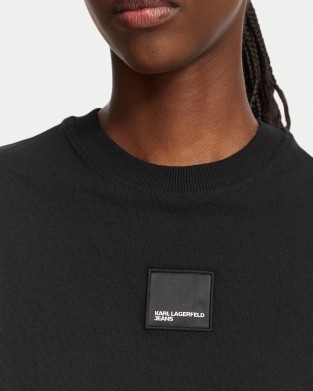 Karl Lagerfeld Regular Fit Boxy Patch T-shirt Black Μπλούζα