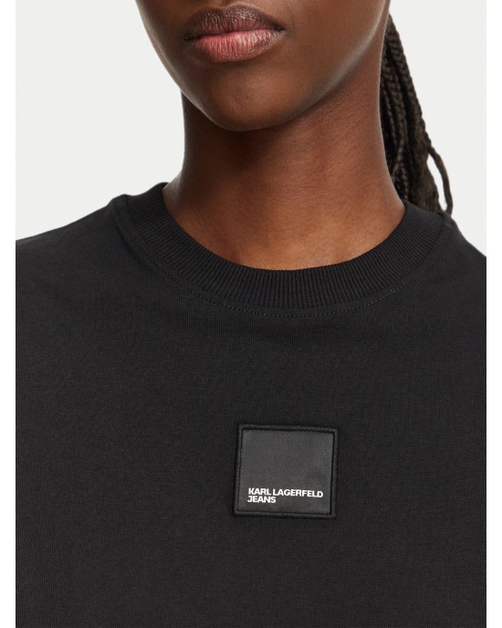 Karl Lagerfeld Regular Fit Boxy Patch T-shirt Black Μπλούζα