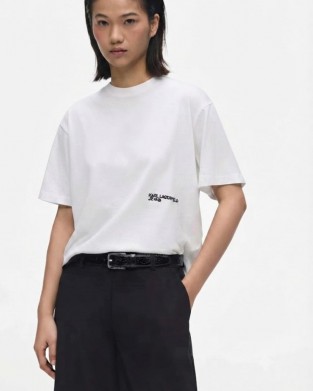Karl Lagerfeld Jeans Regular Fit Flocked Floral T-shirt White Μπλούζα