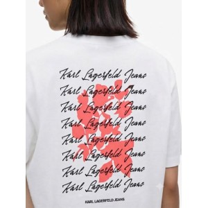 Karl Lagerfeld Jeans Regular Fit Flocked Floral T-shirt White Μπλούζα