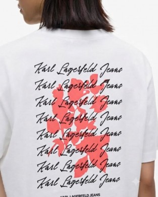 Karl Lagerfeld Jeans Regular Fit Flocked Floral T-shirt White Μπλούζα