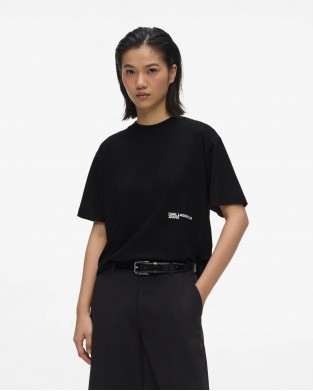Karl Lagerfeld Jeans Regular Fit Flocked Floral T-shirt Black Μπλούζα