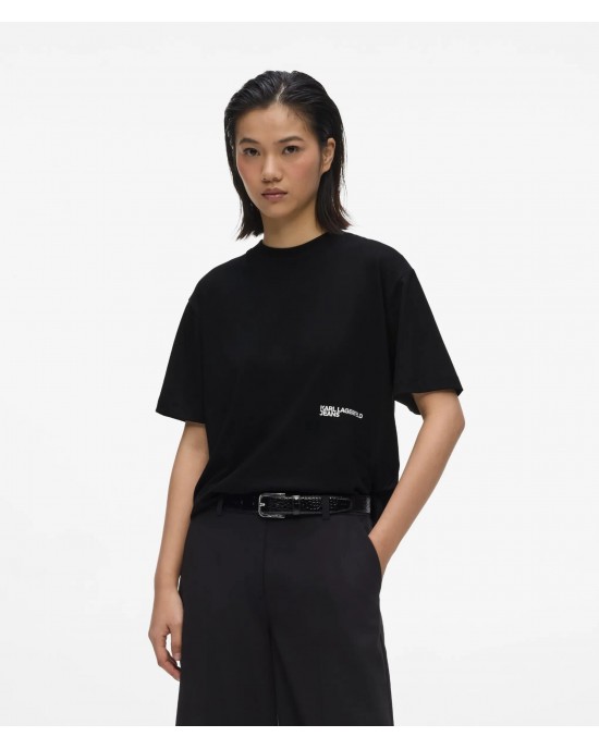Karl Lagerfeld Jeans Regular Fit Flocked Floral T-shirt Black Μπλούζα