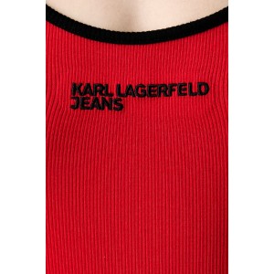 Karl Lagerfeld Jeans Ribbed Body High Risk Red Μπλούζα