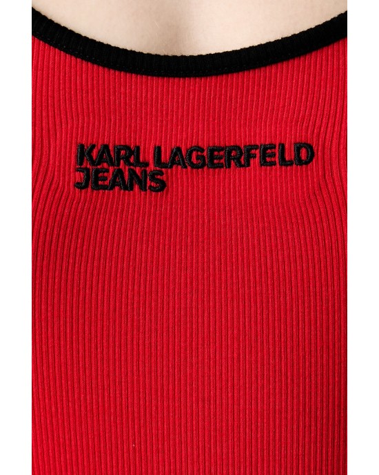 Karl Lagerfeld Jeans Ribbed Body High Risk Red Μπλούζα