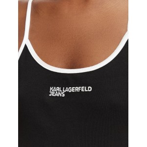 Karl Lagerfeld Jeans Ribbed Body Black Μπλούζα