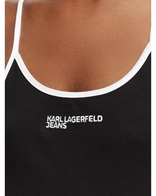 Karl Lagerfeld Jeans Ribbed Body Black Μπλούζα