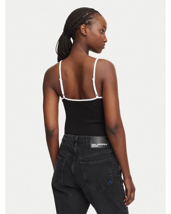 Karl Lagerfeld Jeans Ribbed Body Black Μπλούζα