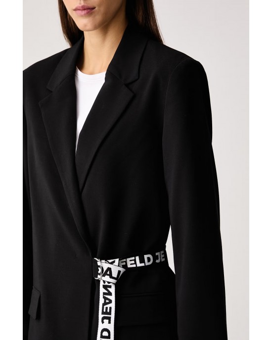 Karl Lagerfeld Jeans Logo Belted Black Σακάκι