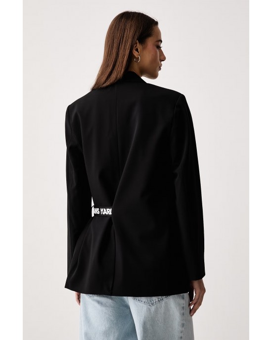 Karl Lagerfeld Jeans Logo Belted Black Σακάκι
