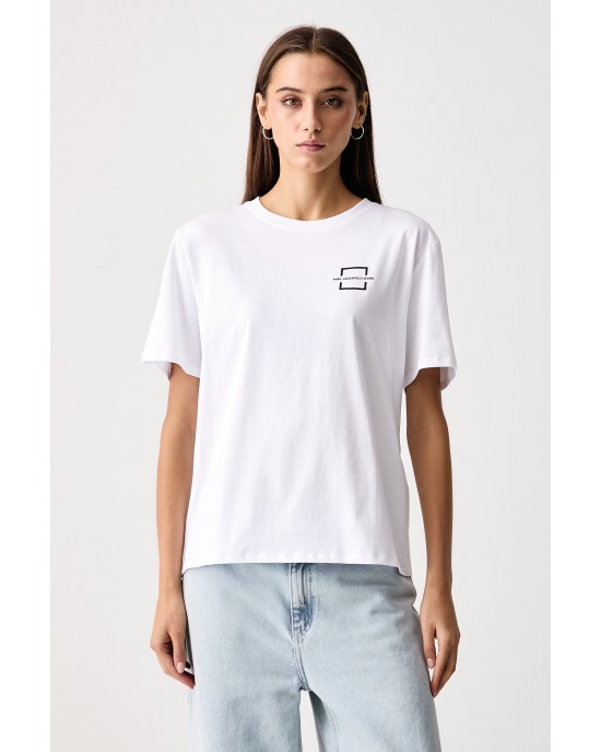 Karl Lagerfeld Jeans Square Logo T-shirt White Μπλούζα