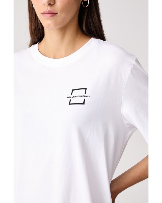 Karl Lagerfeld Jeans Square Logo T-shirt White Μπλούζα