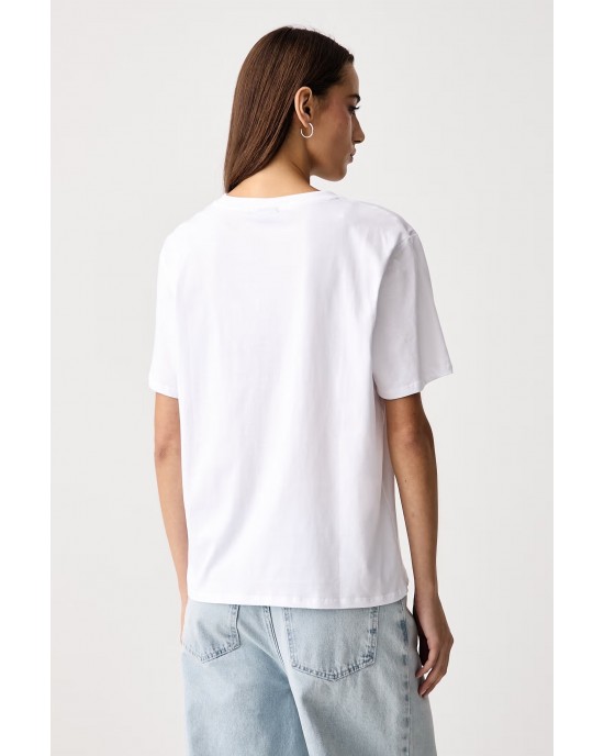 Karl Lagerfeld Jeans Square Logo T-shirt White Μπλούζα