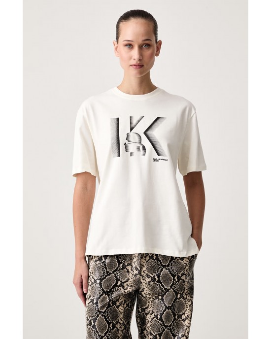 Karl Lagerfeld Jeans Regular Fit K Logo T-shirt Egret Μπλούζα