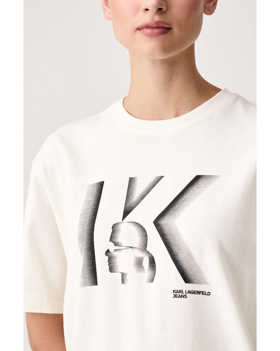 Karl Lagerfeld Jeans Regular Fit K Logo T-shirt Egret Μπλούζα