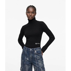 Karl Lagerfeld Jeans Lightweight Rollneck Black Πουλόβερ