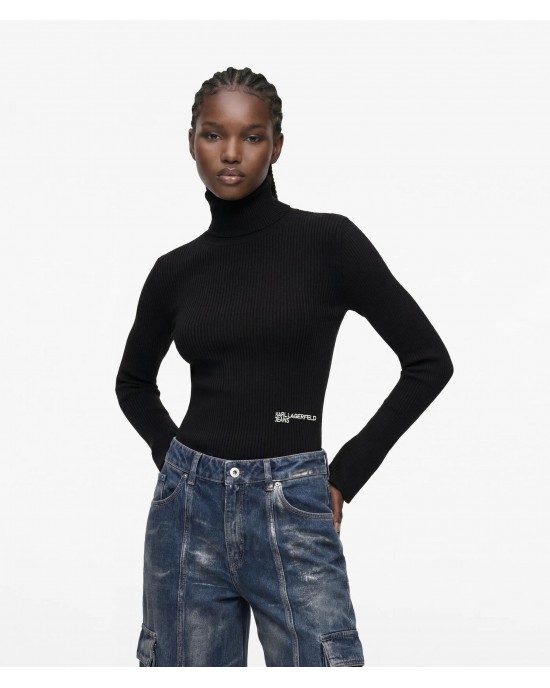 Karl Lagerfeld Jeans Lightweight Rollneck Black Πουλόβερ