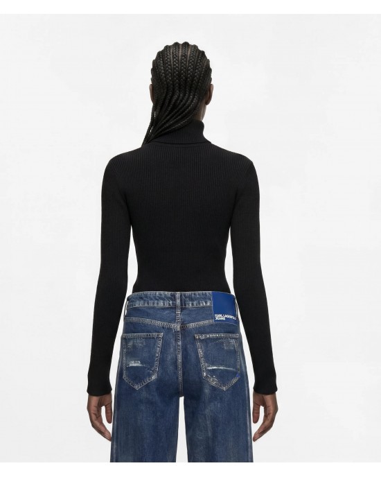 Karl Lagerfeld Jeans Lightweight Rollneck Black Πουλόβερ