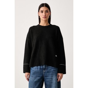 Karl Lagerfeld Jeans Contrast Stitch Black Πουλόβερ