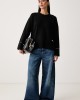 Karl Lagerfeld Jeans Contrast Stitch Black Πουλόβερ
